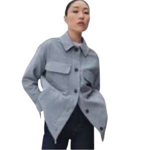 Everlane Oversized Shirt Jacket Shacket Blue Grey Size Large Cotton